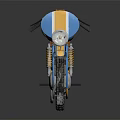 Vintage Blue And Yellow Motorcycle With Brown Seat Storage Bag Number 54