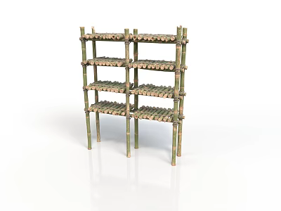 Eco Friendly Bamboo Shelf With Multiple Woven Layers And Stable Structure 3d model