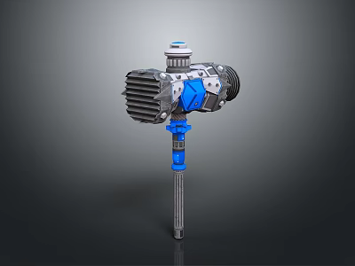 Mechanical Weapon With Blue And Silver Metal Structure And Tactical Mechanical Design Components 3d model
