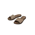 Beige Slippers With Perforated Upper Design And Dark Sole Featuring Butterfly Pattern Insole
