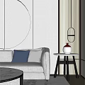 Modern side table double sofa 3d model
