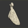 Intricately Carved Dress Sculpture With Elegant Floral Patterns And Artistic Design Details