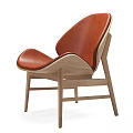 Modern Leisure Chair With Orange Cushion And Black Wooden Frame