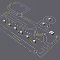 Car Test Track Facility With Multiple Lanes And Vehicles In Testing 3d model