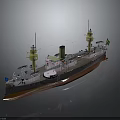 Detailed Battleship Scale Model With Turrets Smokestacks Masts And Deck Structure 3d model