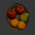Wicker Fruit Basket Filled With Red Apples Oranges And Pears