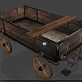 Vintage Wooden Cart With Spoked Wheels Open Plank Body And Classic Design