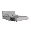 Modern Gray Double Bed With Upholstered Headboard And Soft Decorative Pillows 3d model