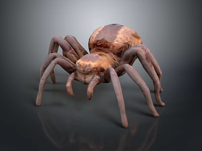 Realistic 3D Rendered Spider With Brown Copper Body And Long Legs 3d model