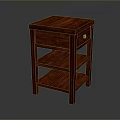 Red Wooden Nightstand With Drawer And Two Open Shelves Bedroom Furniture Design