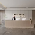 Company Front Desk Background Wall Reception Area Bar Desk Reception Desk Lobby Simple Lobby 3d model