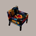 Colorful Single Chair With Abstract Art Design And Vibrant Multicolored Patterns