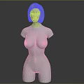 White Human Mannequin With Short Blond Hair And Prominent Breasts On Black Background