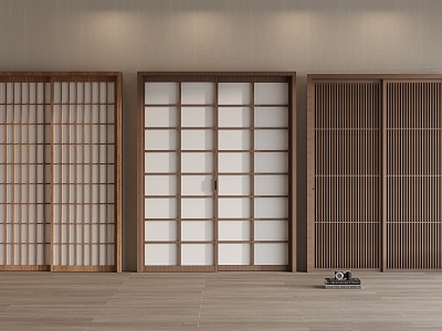 Japanese style sliding wooden door Chinese style sliding door carved screen wooden door lattice wooden door 3d model