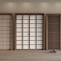 Japanese style sliding wooden door Chinese style sliding door carved screen wooden door lattice wooden door 3d model