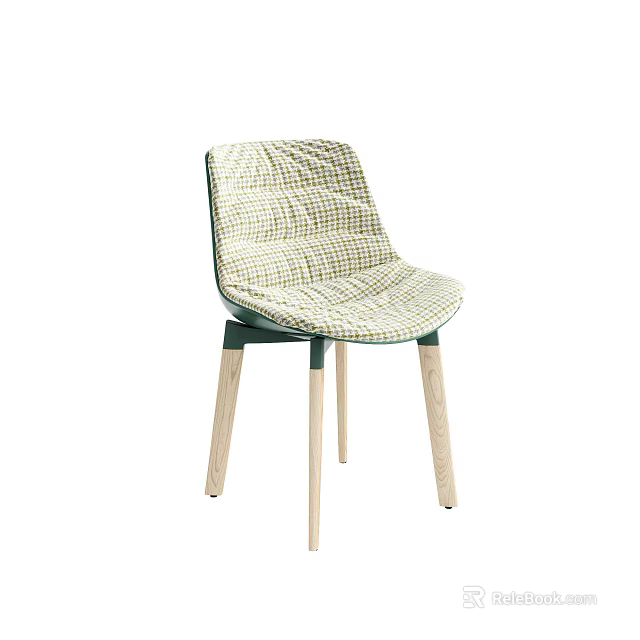 Sleek Modern Dining Chair With Woven Seat And Backrest And Light Wood Legs 3d model 