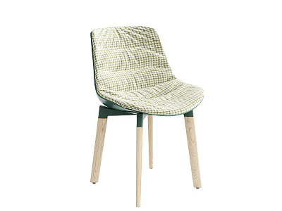 Sleek Modern Dining Chair With Woven Seat And Backrest And Light Wood Legs 3d model