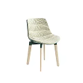 Sleek Modern Dining Chair With Woven Seat And Backrest And Light Wood Legs