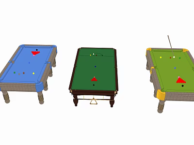 Sports Equipment Billiard Tables with Blue Green Felt Billiard Balls and Cues for Game Room 3d model