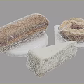 Delicious Chocolate Eclair Caramel Donut And New York Cheesecake Slice On Orange Background