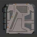 Gray Cubic Equipment With Multiple Drawer Modules And Orange Accent Strips