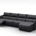 Modern Black Leather L Shaped Sectional Sofa With Reclining Seats And Tufted Backrest