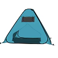 Blue Triangular Camping Tent With Side Storage Pocket And Ground Stakes 3d model