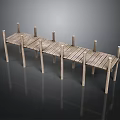 Wooden Pier Structure With Support Posts And Wooden Planks Design 3d model