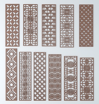 Chinese-style openwork window with ancient patterns 3d model