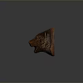 Copper Animal Head Sculpture With Detailed Textured Surface And Metallic Finish