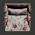 Elegant Floral Pattern Armchair With White Fabric Wooden Frame And Curved Legs