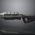Futuristic Sci Fi Weapon With Metallic Silver Black Body And Green Accents