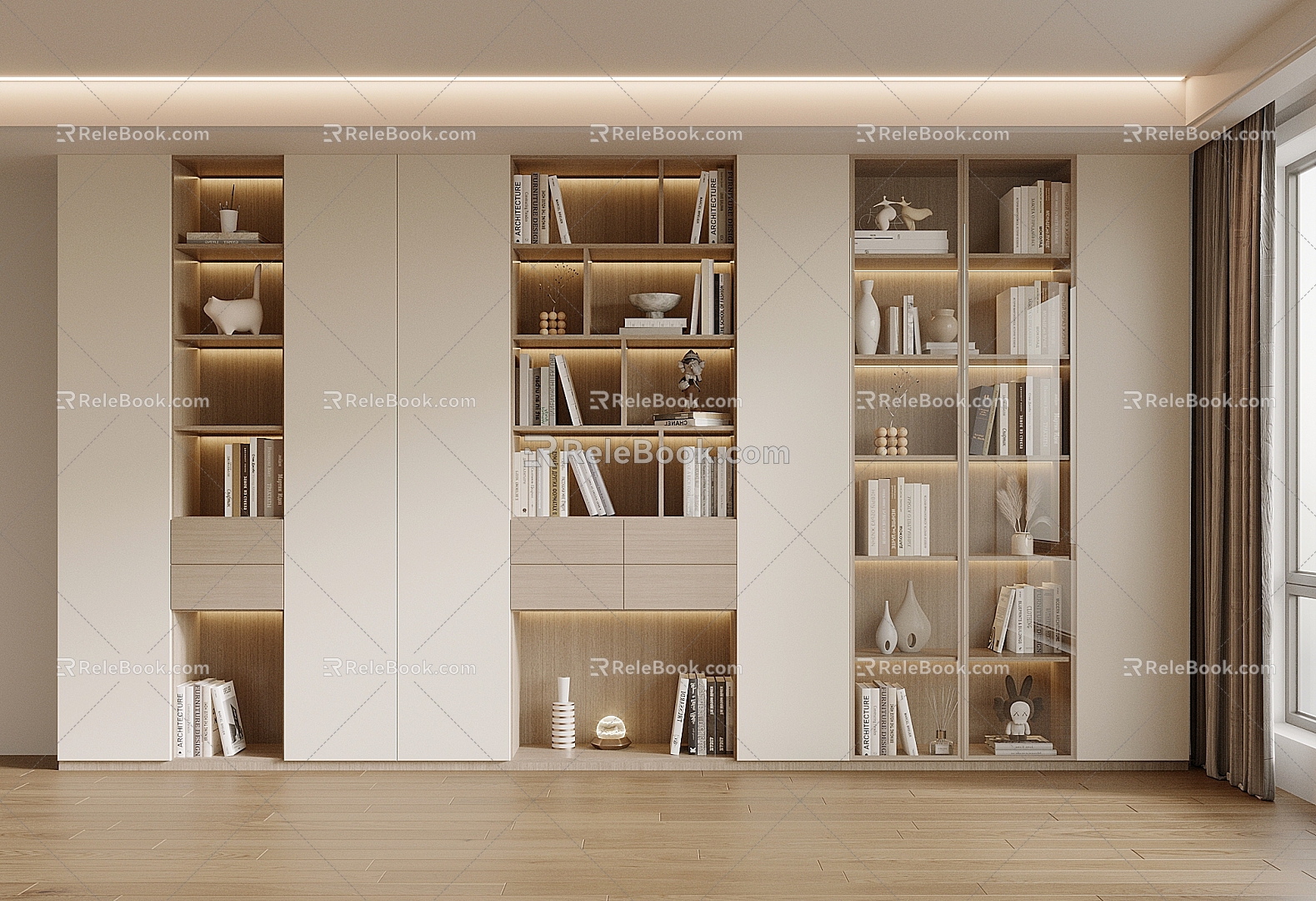 Modern bookcase 3d model