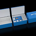 Blue Storage Boxes Open And Closed With Internal Compartments Organized Items And White Strap 3d model