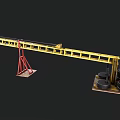 Industrial Crane Featuring Yellow Red Structure Long Arm And Mobile Wheels