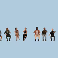 Diverse Group of People in Various Poses and Different Outfits