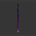 Decorative Fantasy Axe With Purple Blue Blade Moon Star Design And Yellow Accents