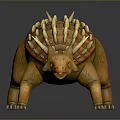 3D Animated Orange Armored Dinosaur Character Model With Spiked Back