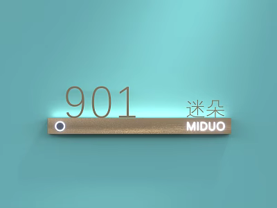 Illuminated Decorative Ornament Set with Wooden Plaque Number 901 and MIDUO on Light Blue Background 3d model