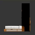 Modern Bedroom Interior With Furniture Set Including Bed Wardrobe Nightstand And Bookshelf