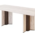 Modern Sleek Dining Table With Marble Surface And Wooden Support Design 3d model
