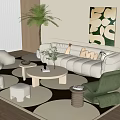 Modern Sofa Coffee Table Combination Cream Sofa Coffee Table Combination 3d model