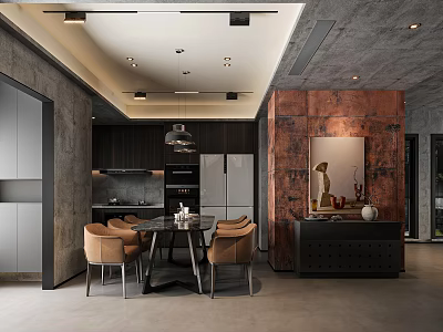 Modern Luxury Living Room Interior With Wooden Furniture Metal Chandelier And Art Decor 3d model