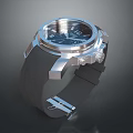 Luxury Modern Watch With Silver Metal Case Black Rubber Strap And Blue Dial