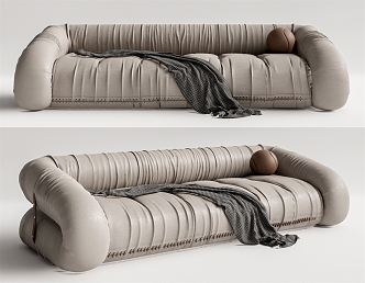 Modern Multiplayer Sofa Multiplayer Leather Sofa 3d model