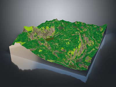 3D Terrain Model Of Green Mountainous Landscape With Natural Vegetation And Landforms 3d model