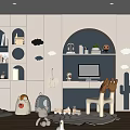Playful Kids Room Interior With White Walls Wooden Floor And Toy Decorations