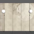 New Chinese Style Background Wall Panel Soft Bag Hard Bag 3d model