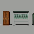 Various Storage Cabinets and Shelving Units with Wooden and Metal Designs