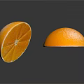 Two Fresh Ripe Orange Slices on Black Background with Clear Reflection